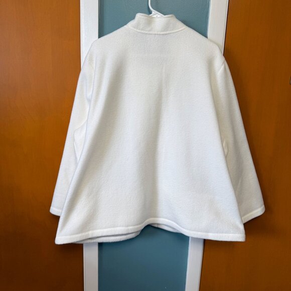 Alfred Dunner 2X Womens Fleece White Floral Embroidered Fleece Jacket Soft Full - Picture 9 of 11